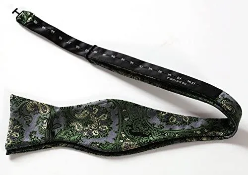 Floral Paisley Suspender Bow Tie Handkerchief - 6-GREEN/GRAY