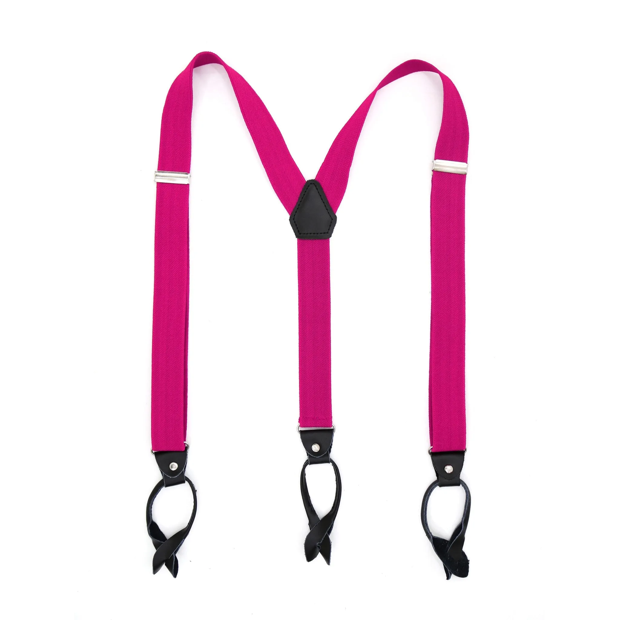 Fuchsia Button-End Unisex Suspenders