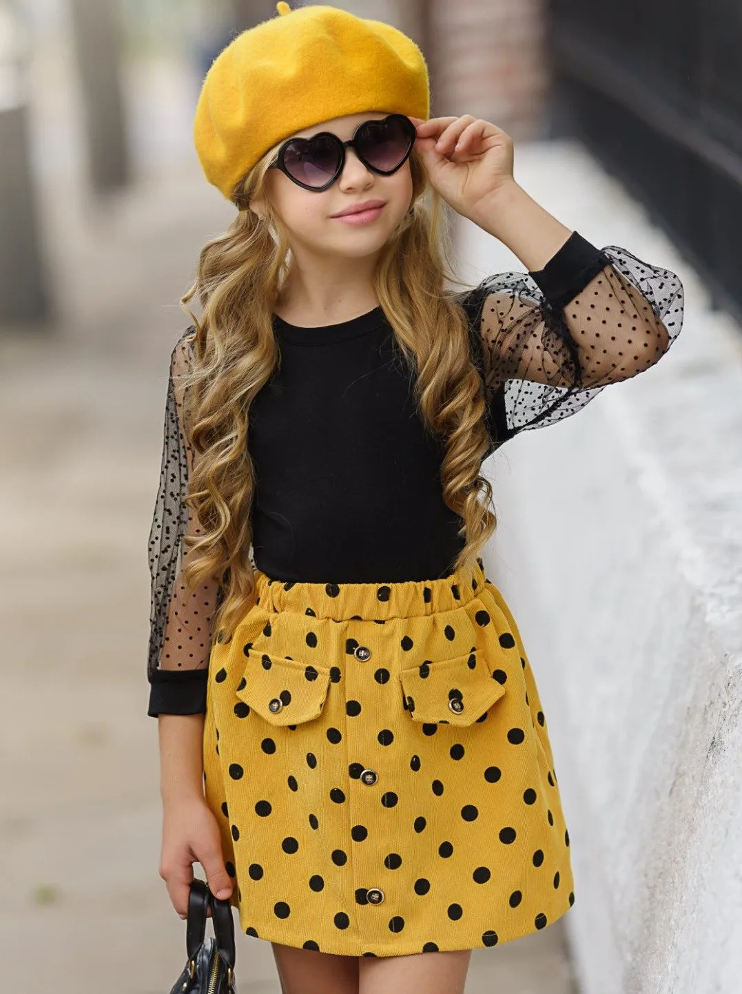 Girls Can Never Get Enough of Polka Dots Top and Skirt Set