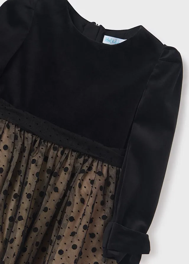 Girls L/S Velvet & Tulle Dress