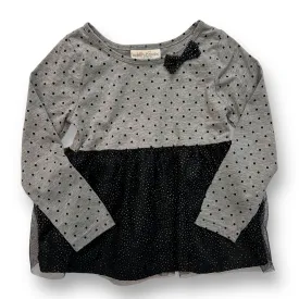 Girls Size 4/5 Black & Gray Polka Dot Tulle Accented Long Sleeve Top