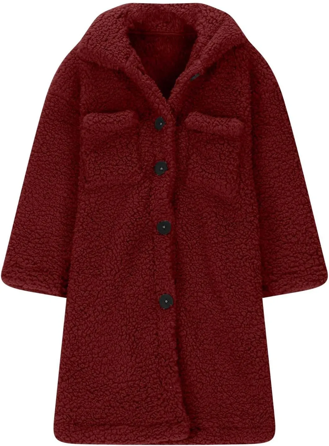 Girls Winter Long Coat Thick Warm Sherpa Teddy Jacket Casual Button Down Fleece Overcoat Faux Fur Outwear 3-12 Years