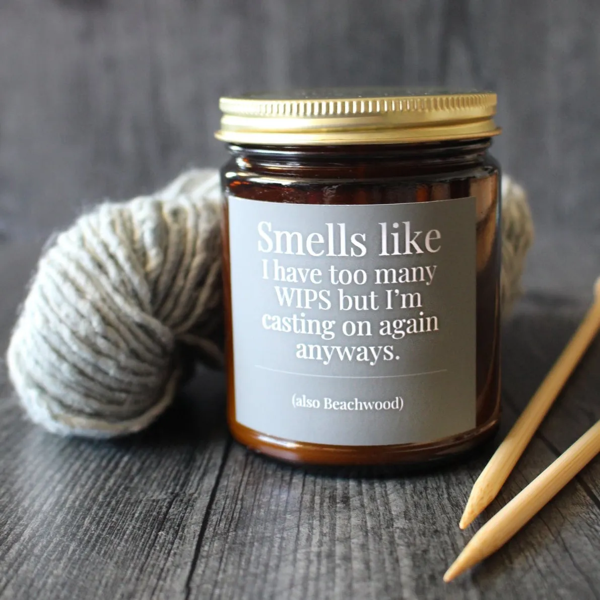 Hand-poured Coconut Soy Wax Candles - "Funny Sayings for Knitters"