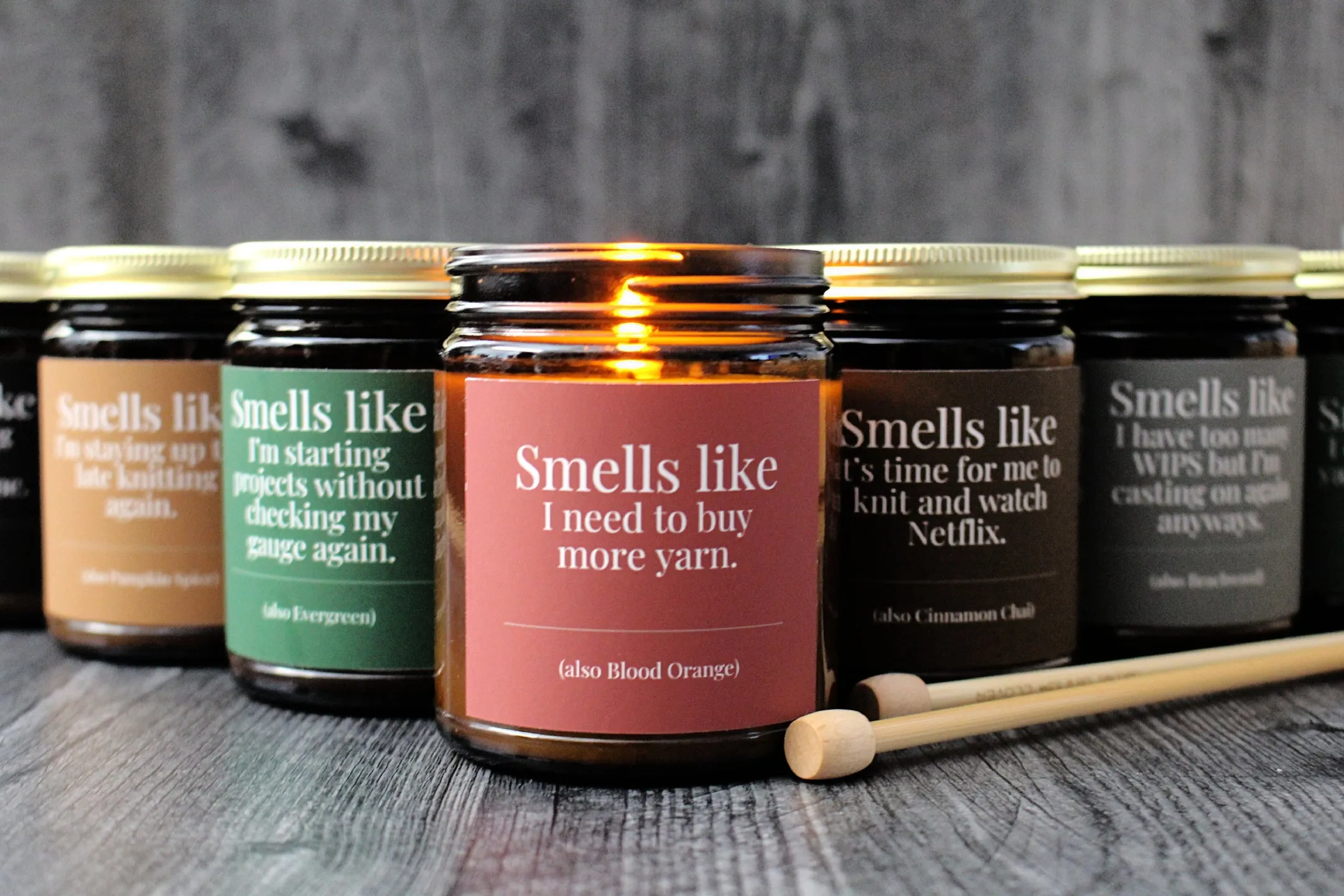 Hand-poured Coconut Soy Wax Candles - "Funny Sayings for Knitters"