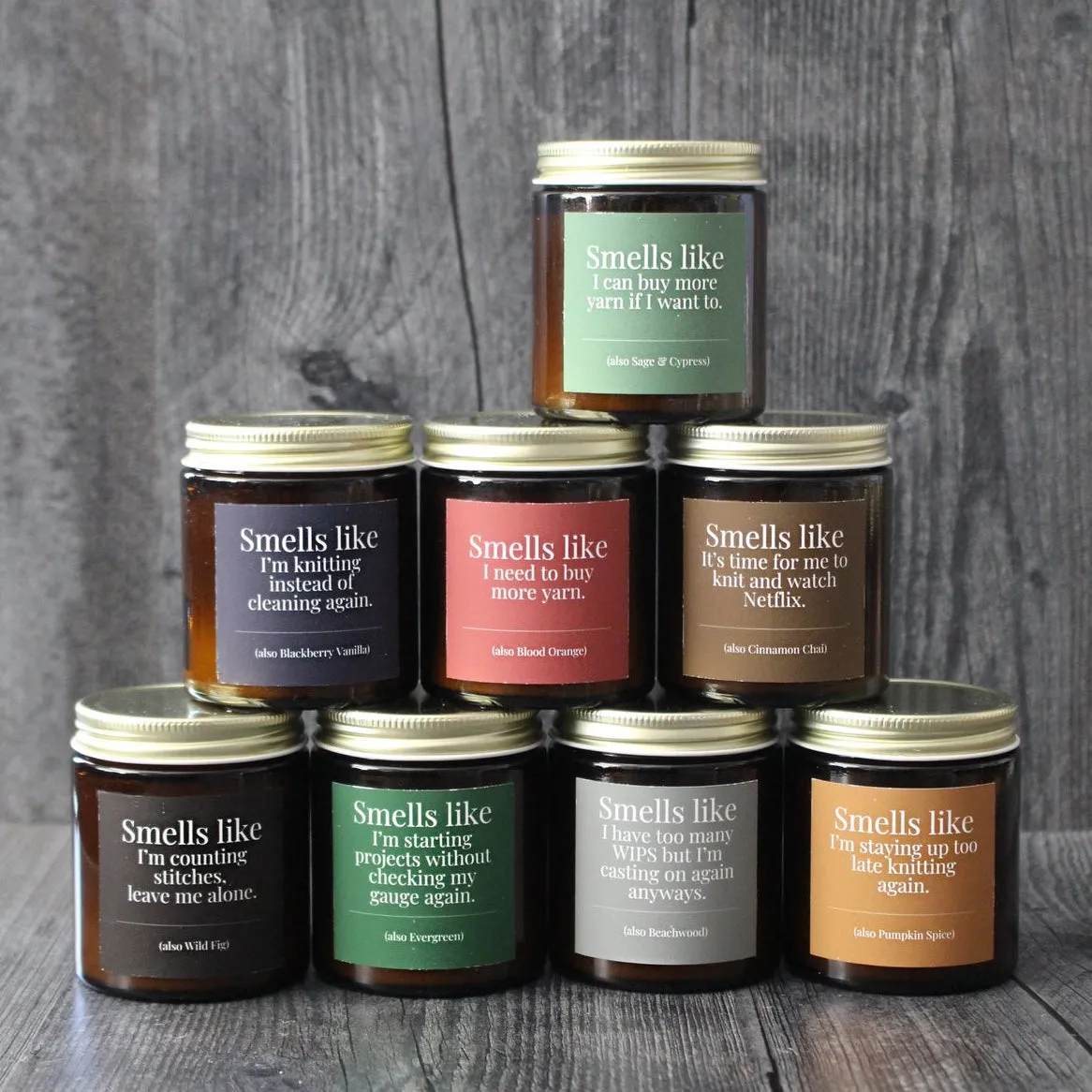 Hand-poured Coconut Soy Wax Candles - "Funny Sayings for Knitters"