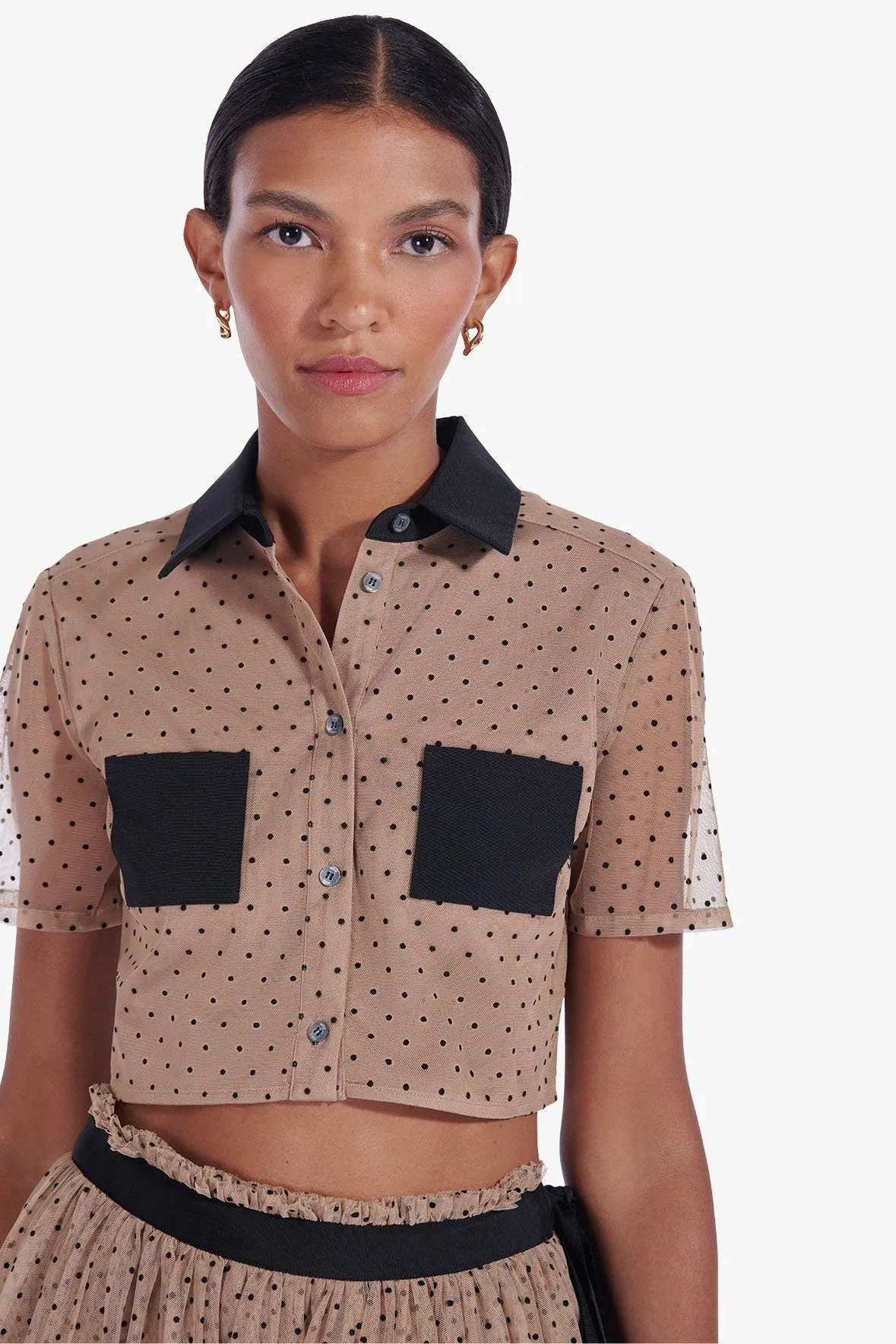 HILLARY TOP | NUDE BLACK DOT