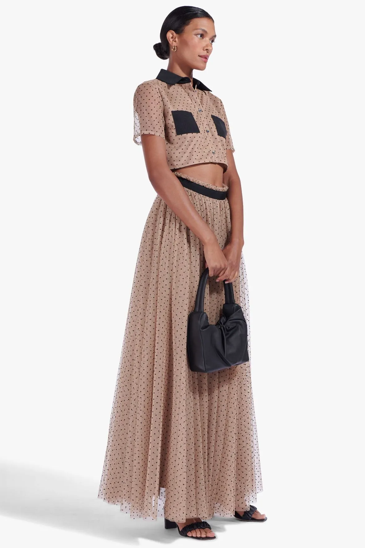 HILLARY TOP | NUDE BLACK DOT