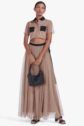HILLARY TOP | NUDE BLACK DOT