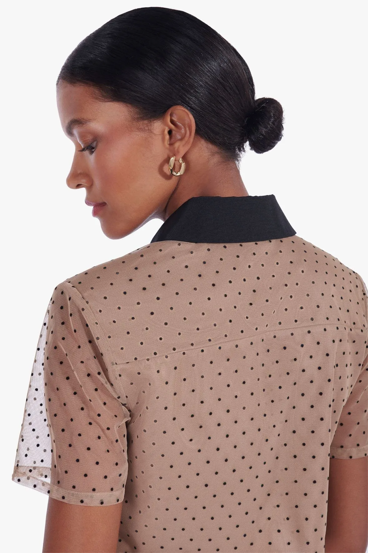 HILLARY TOP | NUDE BLACK DOT