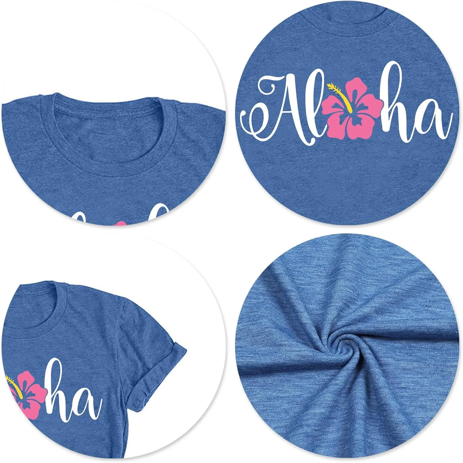 hohololo Hawaiian Shirts for Women Aloha Flower Shirt Ohana Means Family Tee Summer Beach Hawaii Trip Shirt