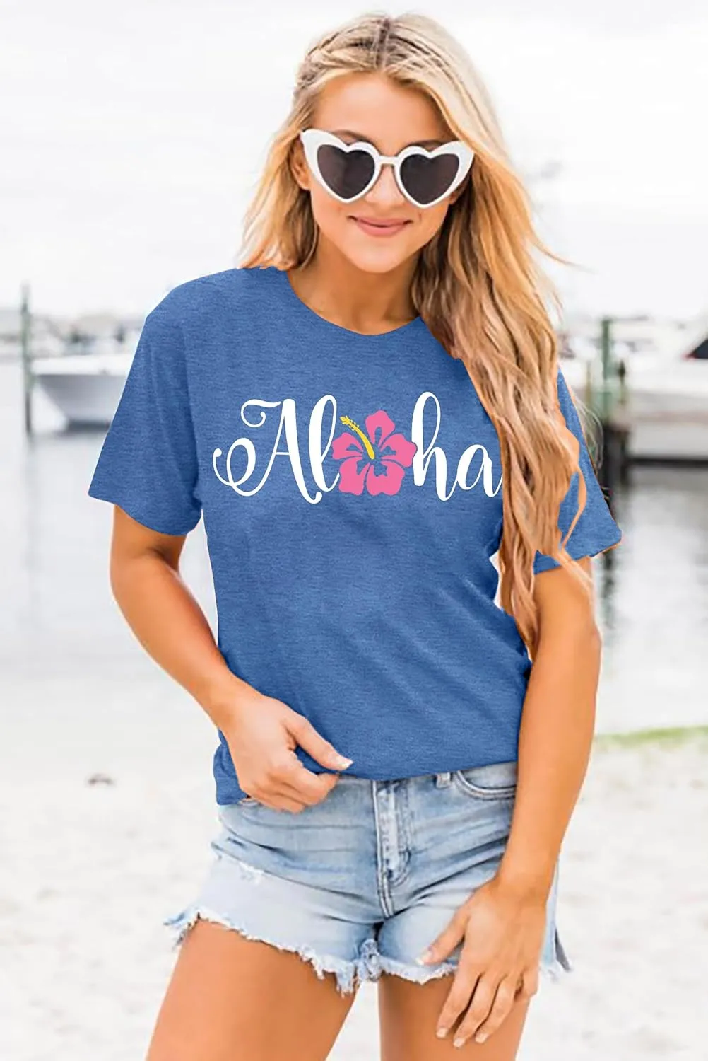 hohololo Hawaiian Shirts for Women Aloha Flower Shirt Ohana Means Family Tee Summer Beach Hawaii Trip Shirt
