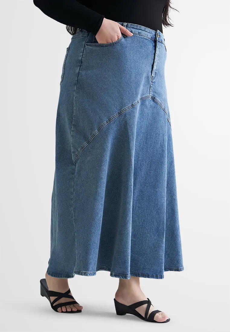 Imelda Denim Flowy A-Line Skirt