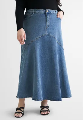 Imelda Denim Flowy A-Line Skirt