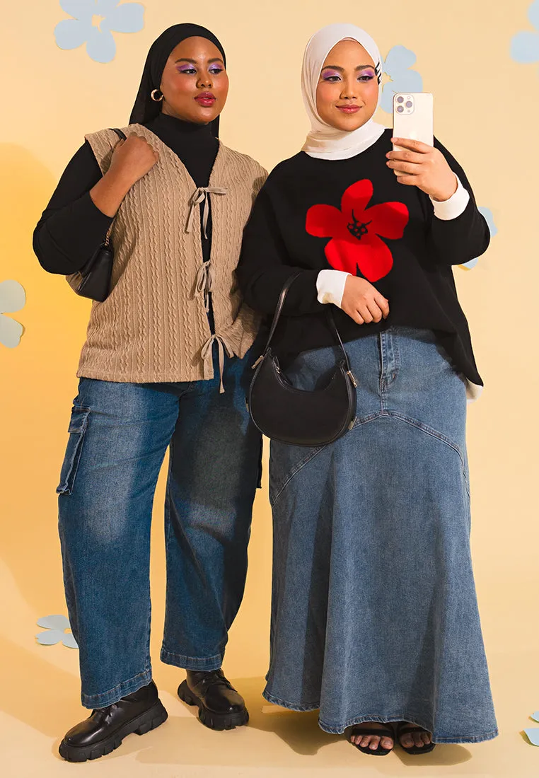 Imelda Denim Flowy A-Line Skirt