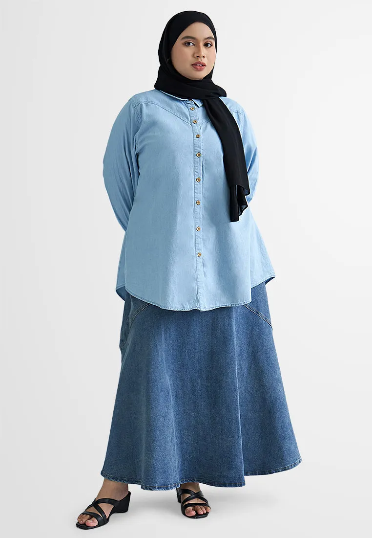 Imelda Denim Flowy A-Line Skirt
