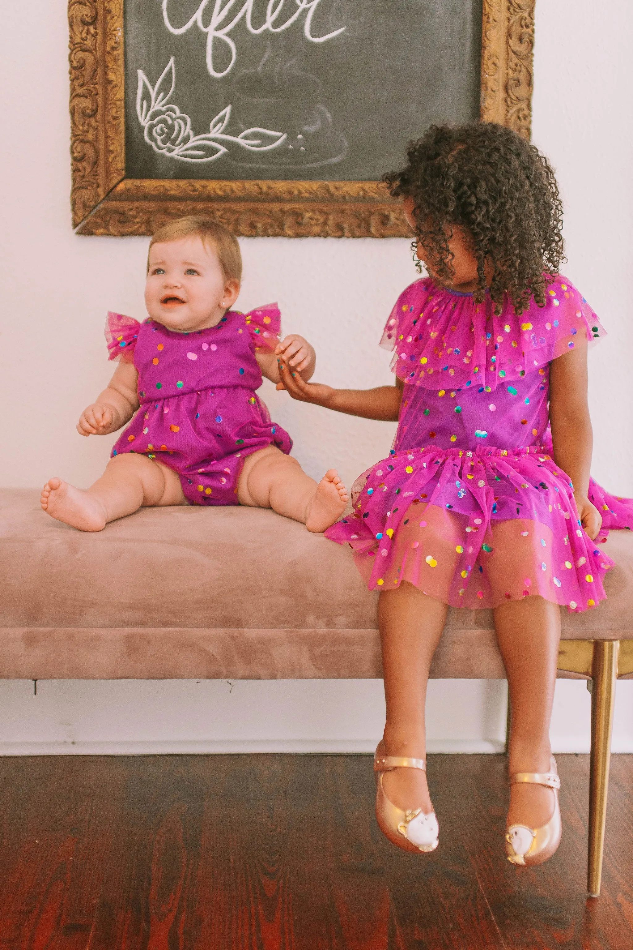 Infant Girl's Purple Confetti Tulle Bubble Romper