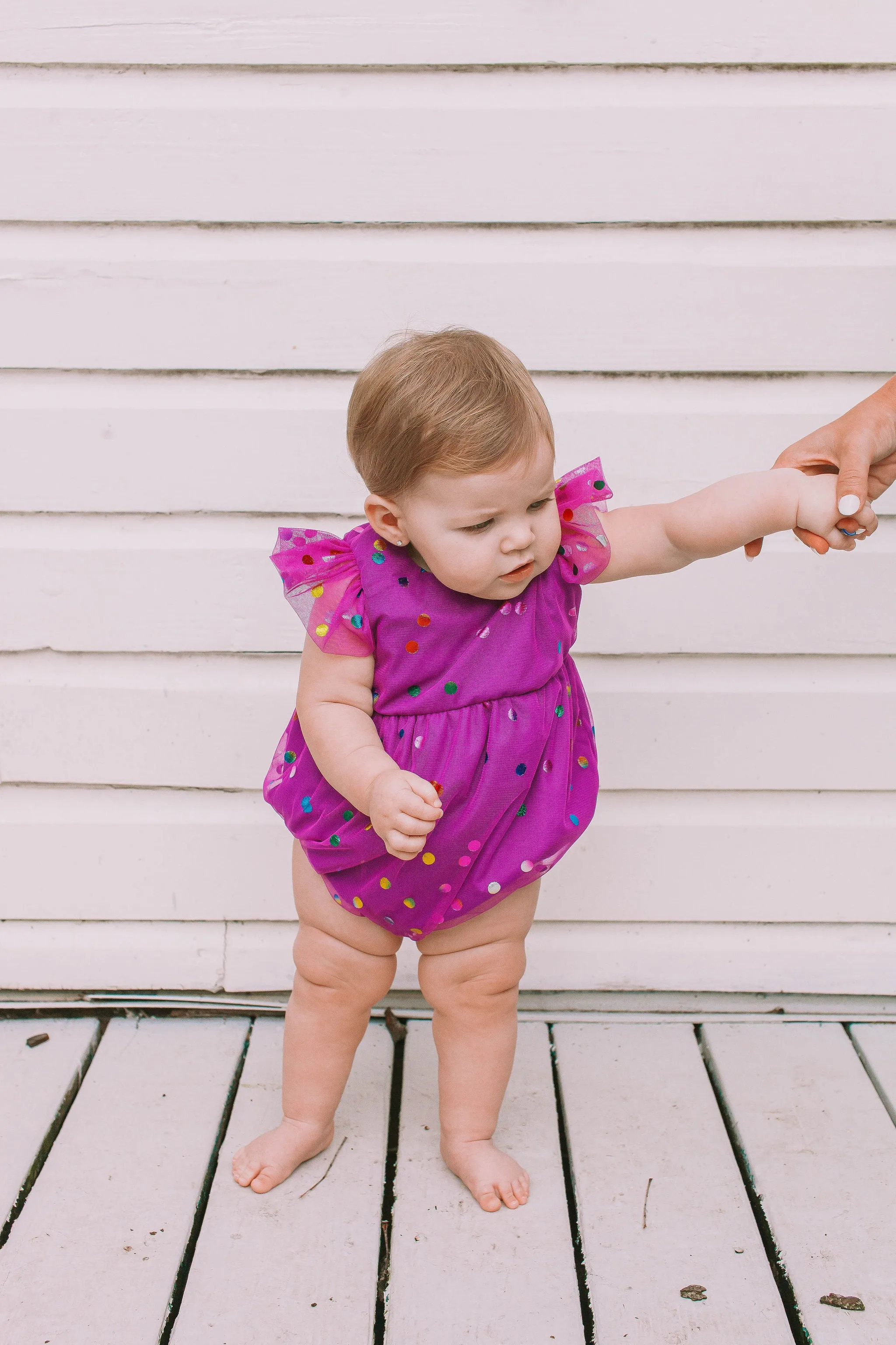 Infant Girl's Purple Confetti Tulle Bubble Romper