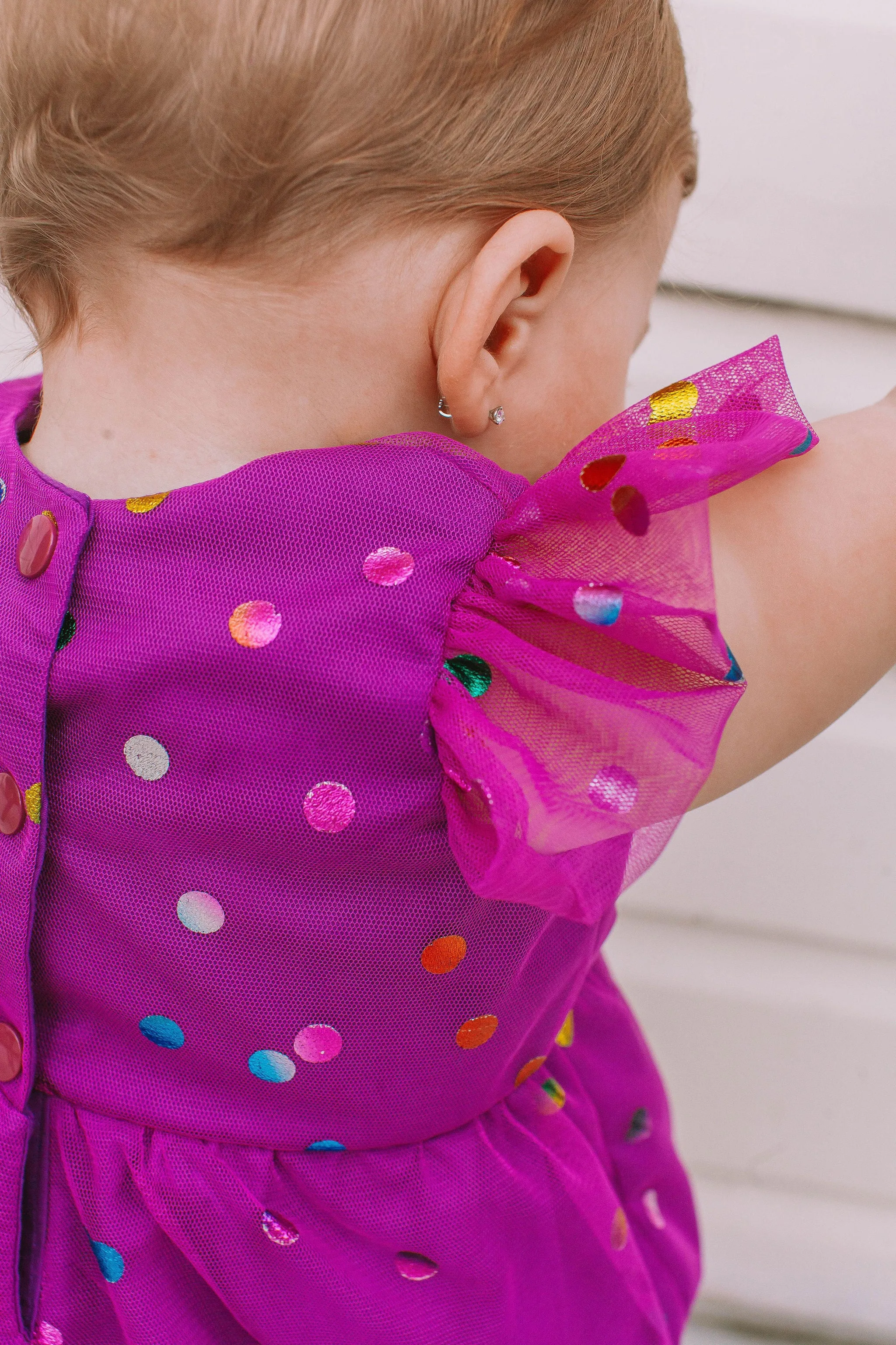 Infant Girl's Purple Confetti Tulle Bubble Romper