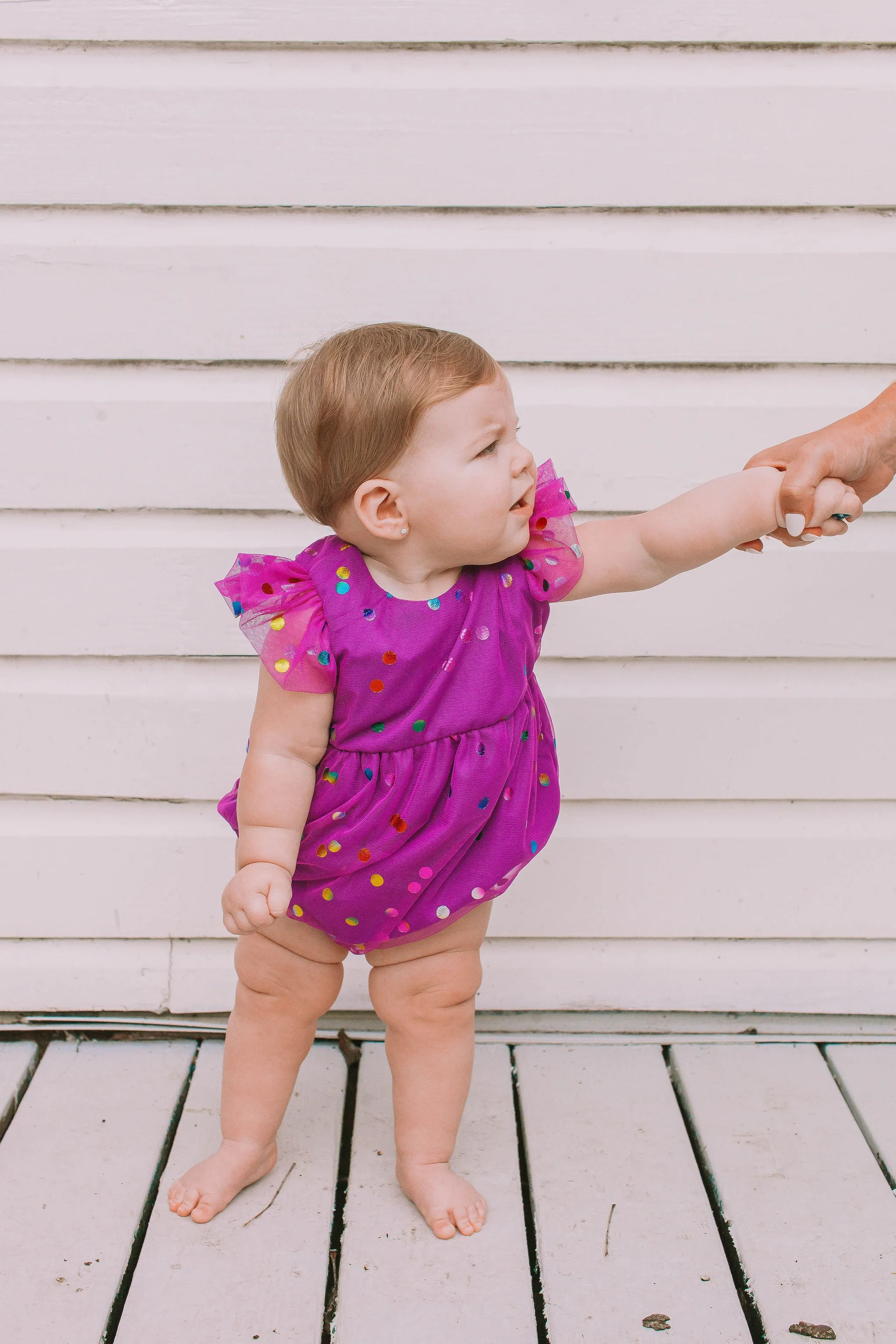 Infant Girl's Purple Confetti Tulle Bubble Romper