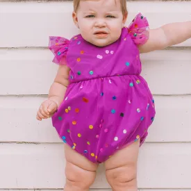 Infant Girl's Purple Confetti Tulle Bubble Romper