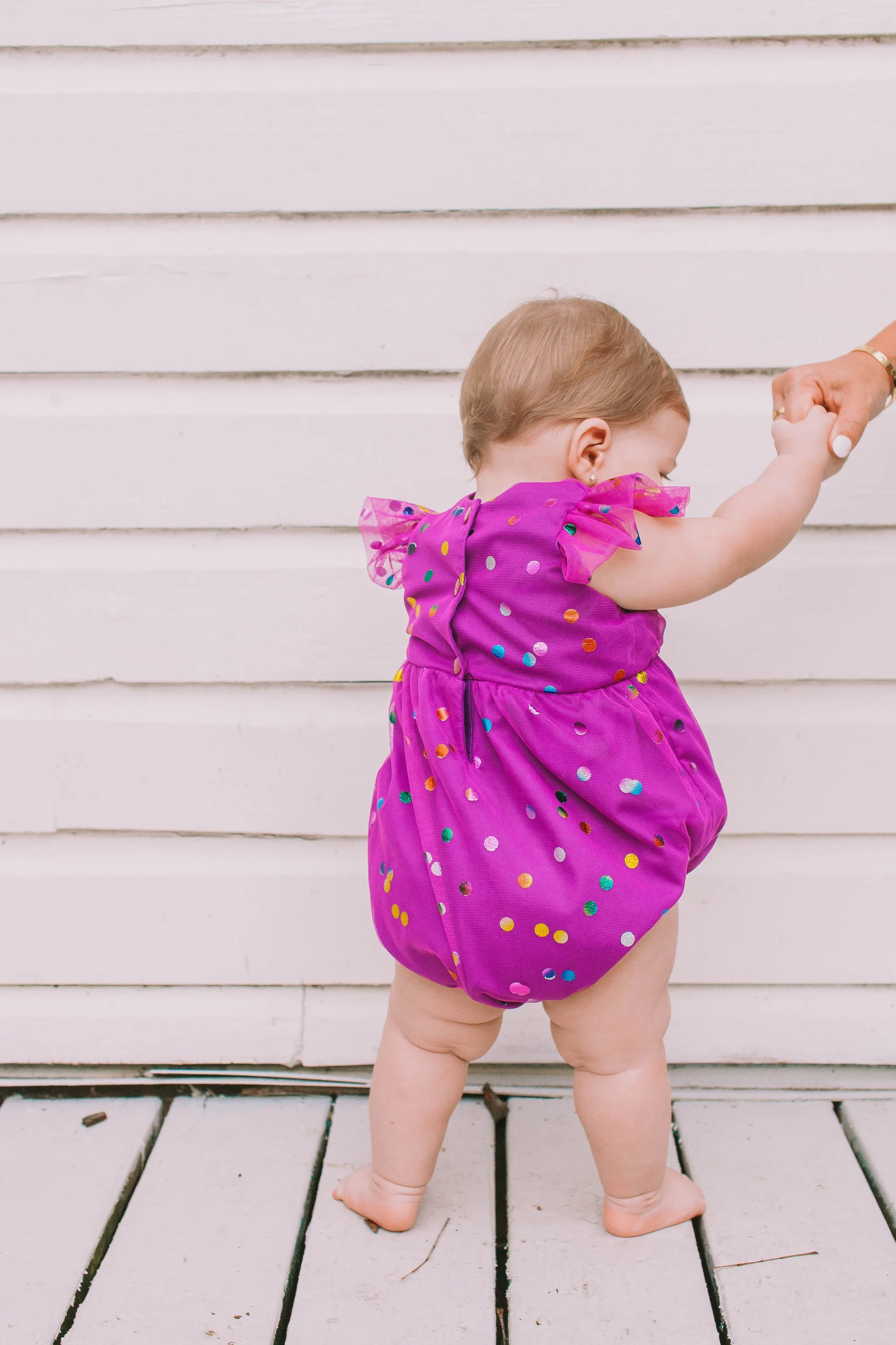 Infant Girl's Purple Confetti Tulle Bubble Romper