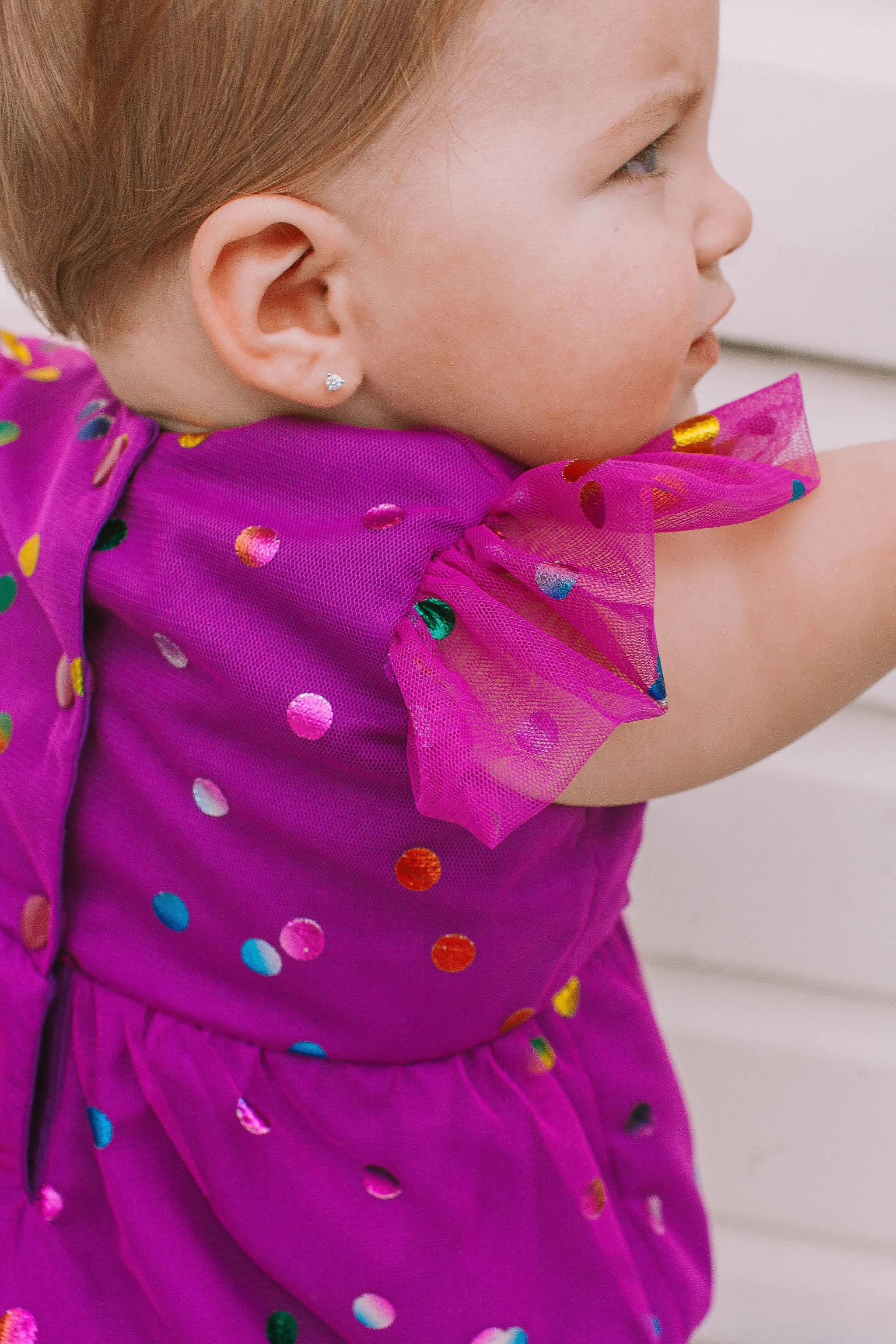 Infant Girl's Purple Confetti Tulle Bubble Romper