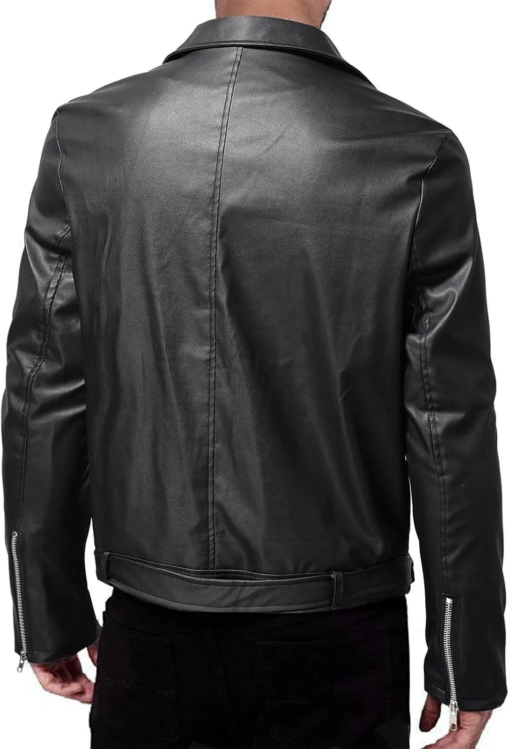 JEsilunmaMY Mens Solid Color Casual Leather Jacket Asymmetric Zip Suit Collar Bomber Coat Fashion Slim Moto Biker Outwear