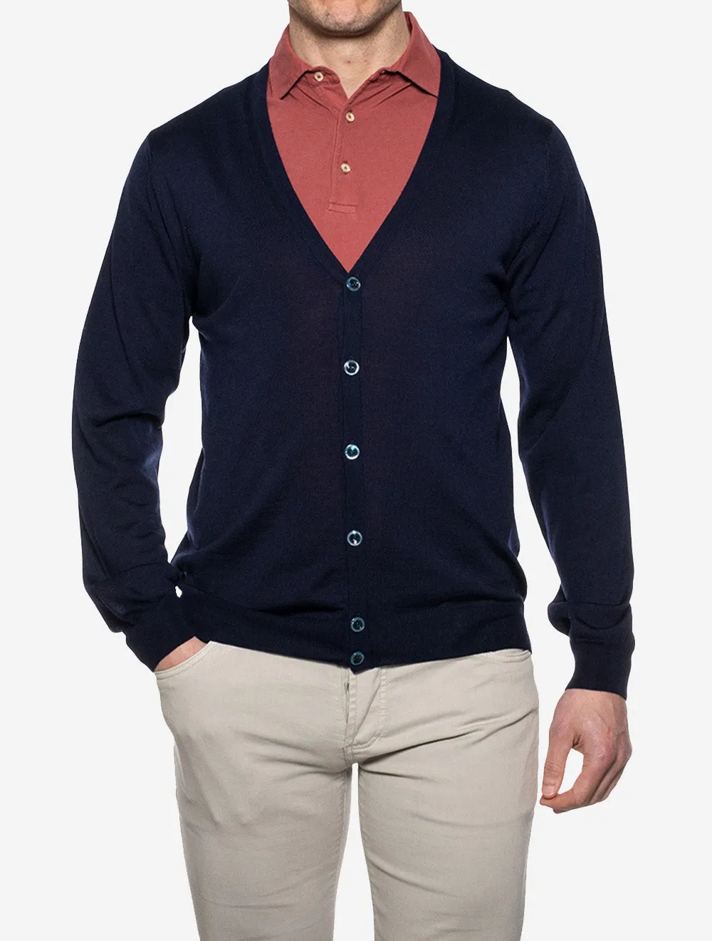 Knitted Cardigan Merino Navy