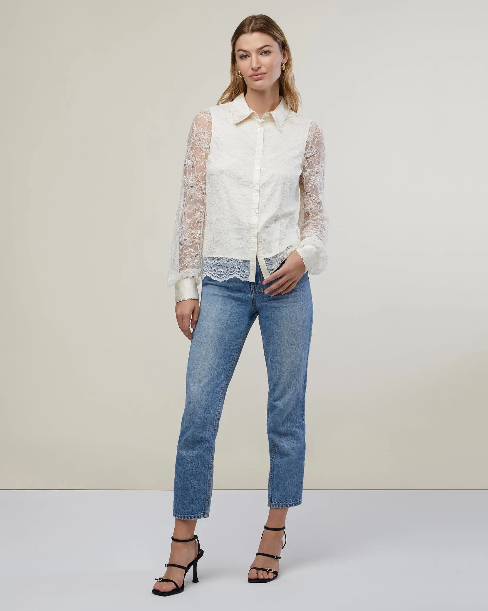 Lace Button Up Shirt