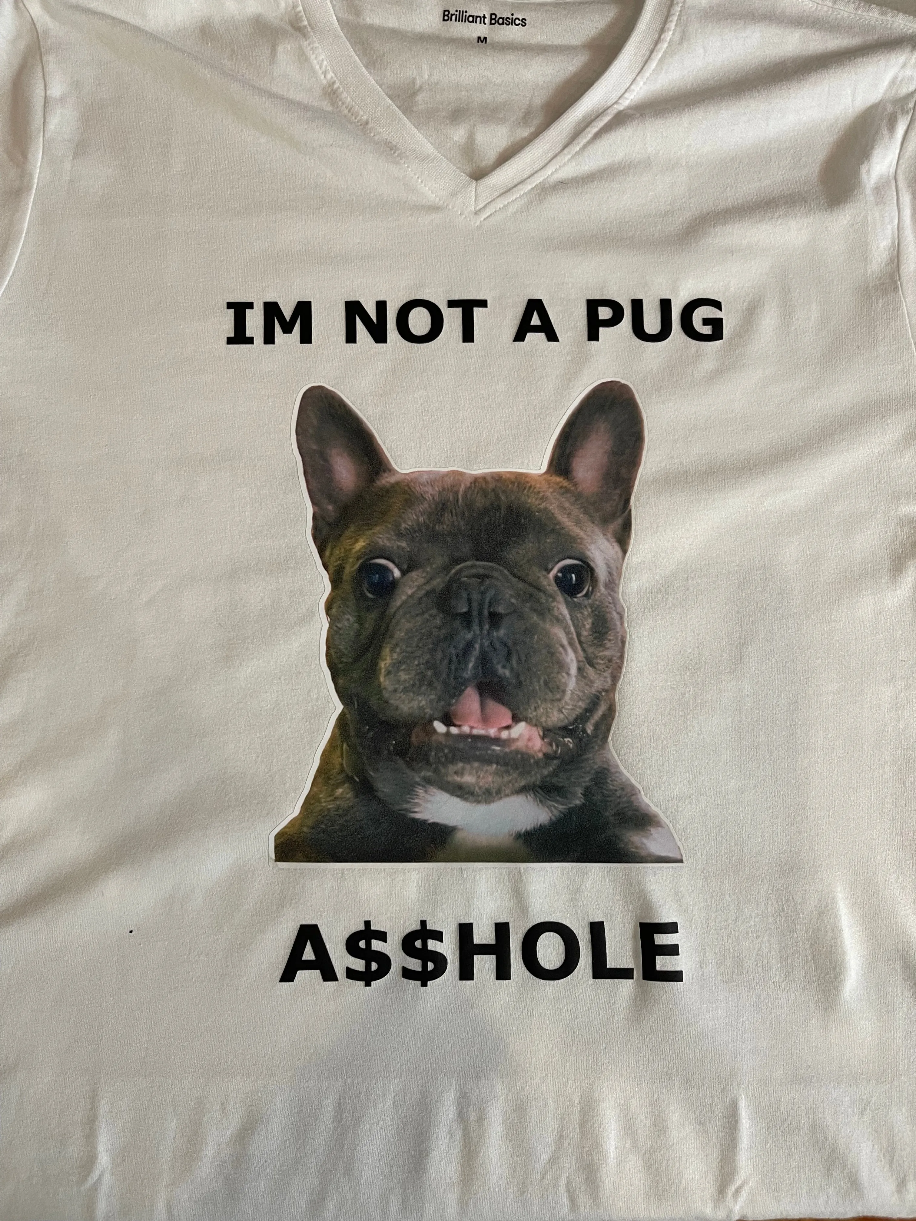 Ladies white - short sleeve tshirt -I’m not a pug