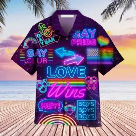 LGBT Aloha Hawaiian Shirts For Summer, Love Wins Pride Month Rainbow Colorful LGBT Hawaiian Shirts