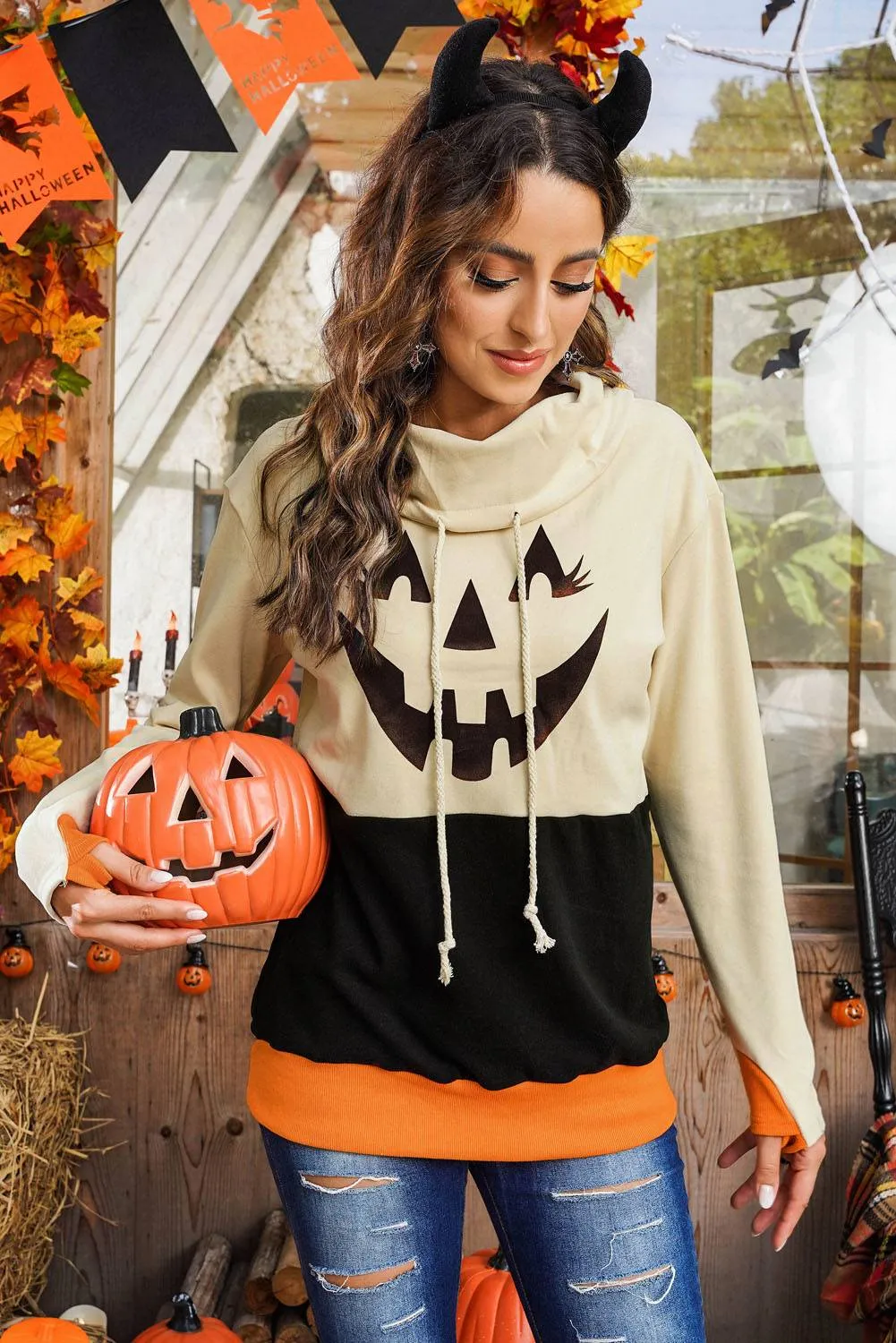 Long Sleeve Jack-O'-Lantern Sweater