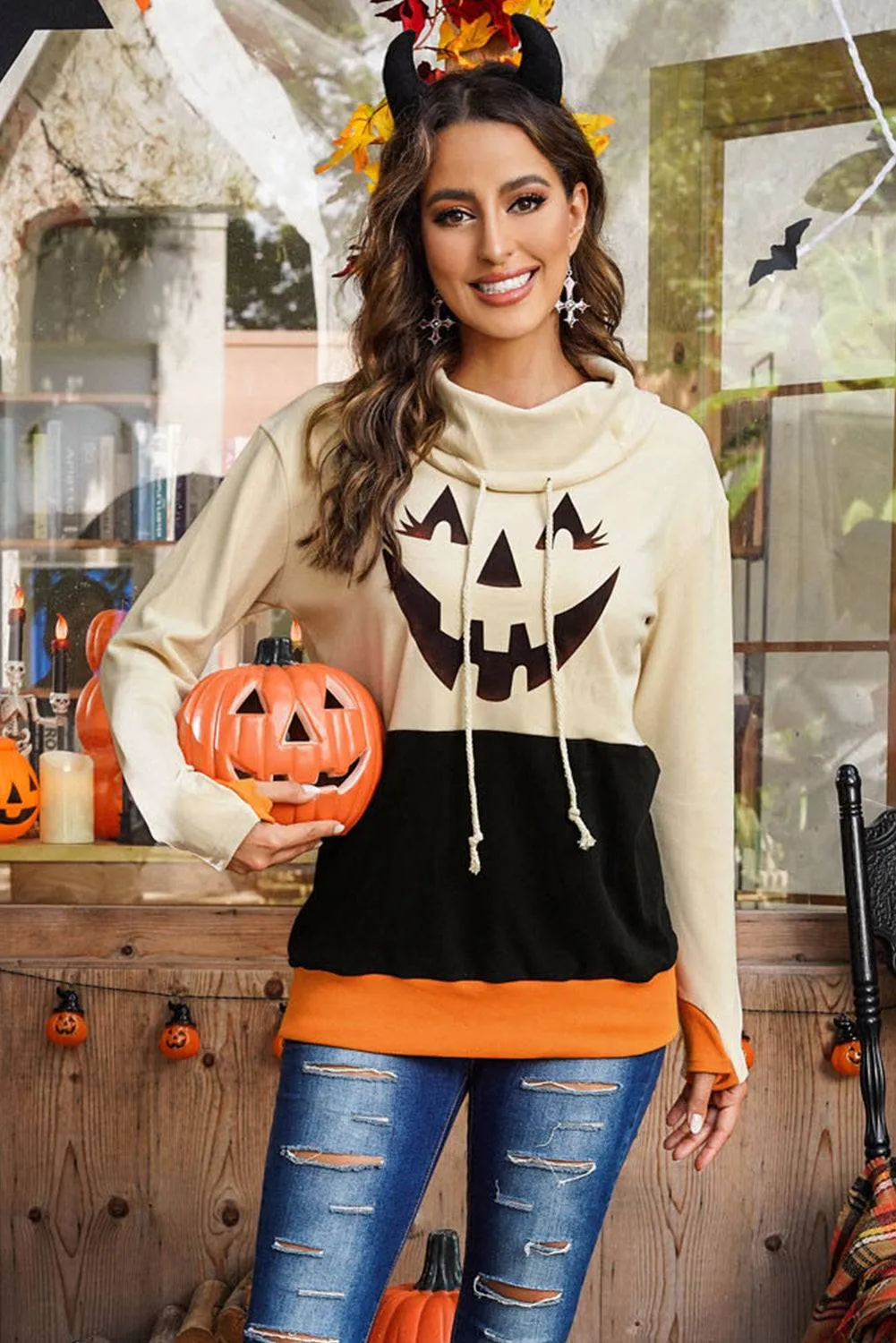 Long Sleeve Jack-O'-Lantern Sweater
