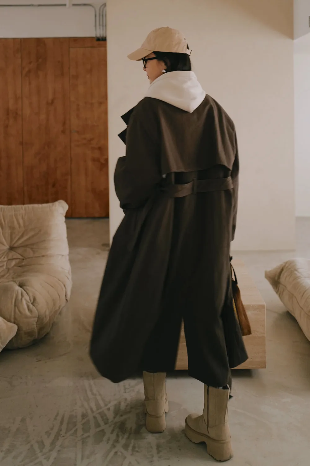 高訂長版鋪棉風衣外套<br>Long Belted Padded Trench Coat