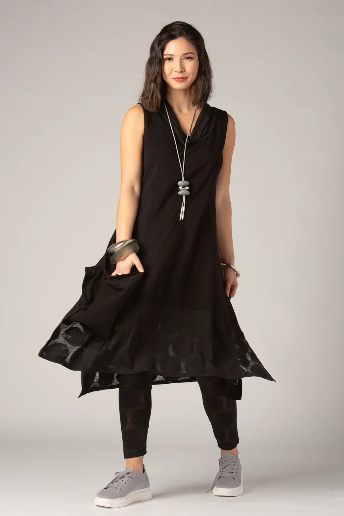 LUUKAA N/S Tunic in Black Dots