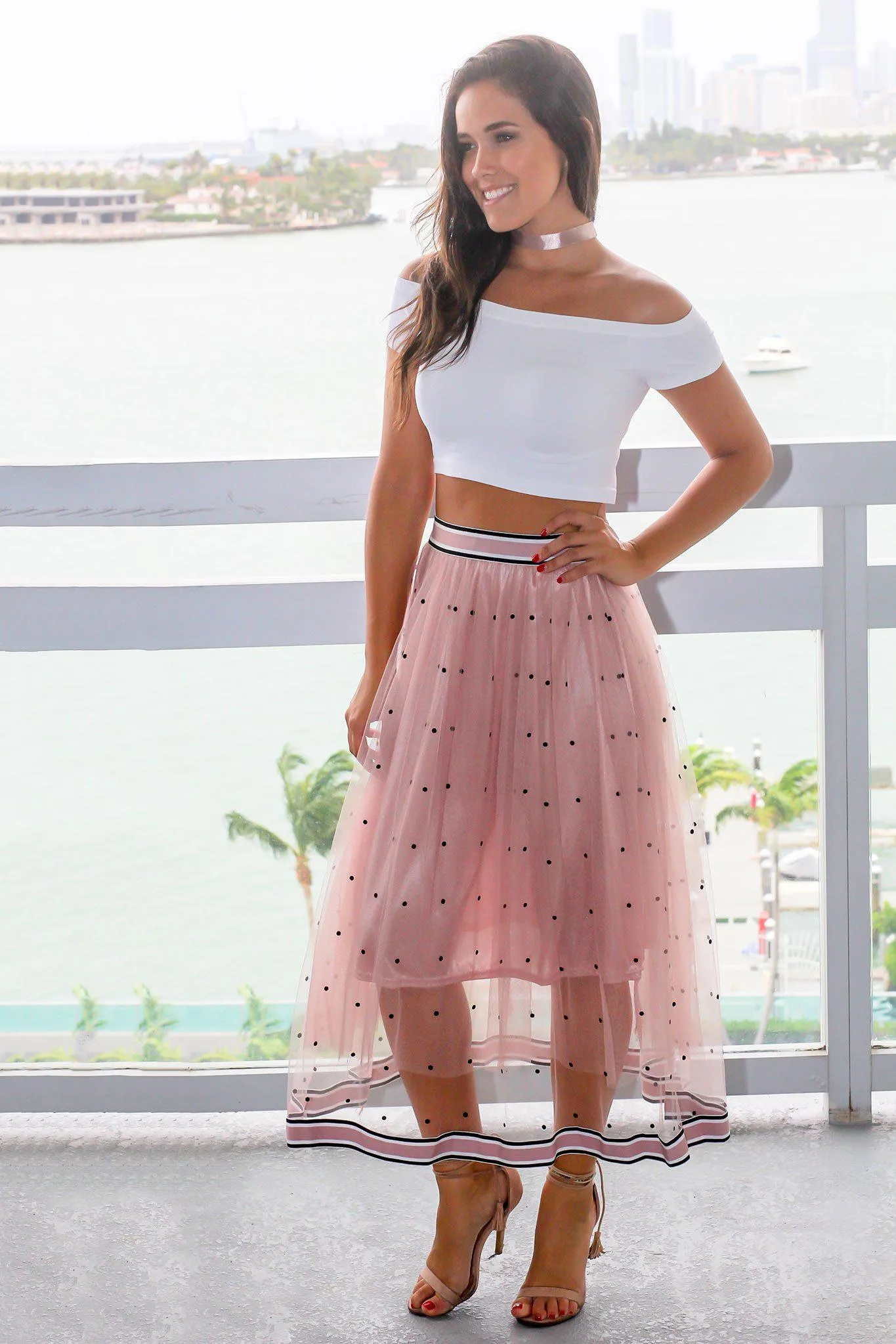 Mauve Polka Dot Tulle Skirt