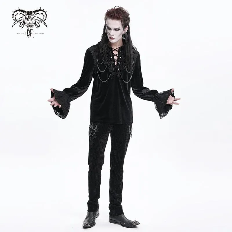 Men's  Gothic Lace-up Chain Lace Shirt