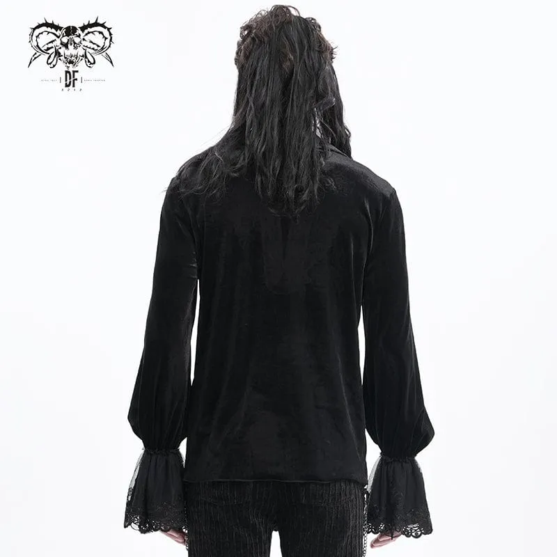 Men's  Gothic Lace-up Chain Lace Shirt