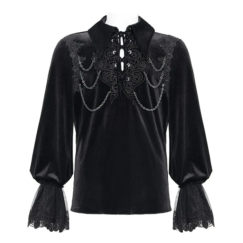 Men's  Gothic Lace-up Chain Lace Shirt