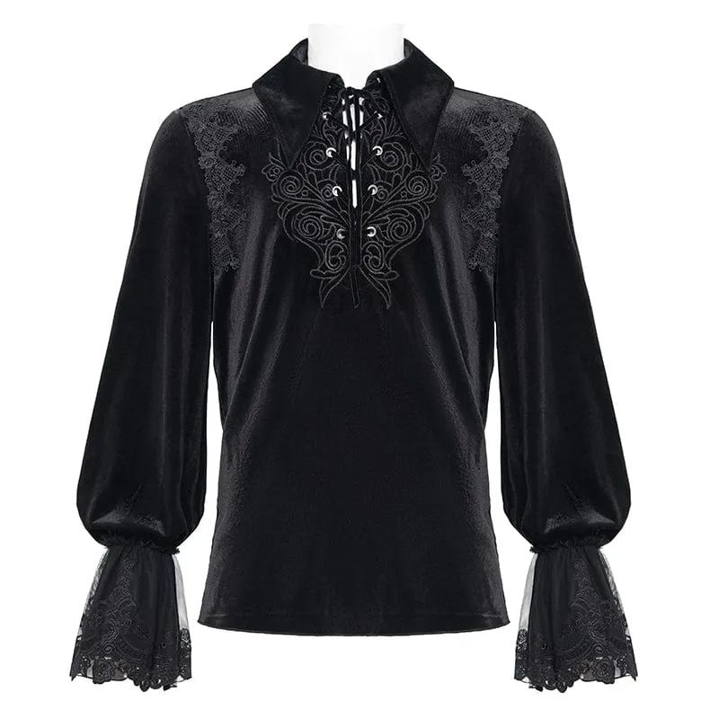 Men's  Gothic Lace-up Chain Lace Shirt