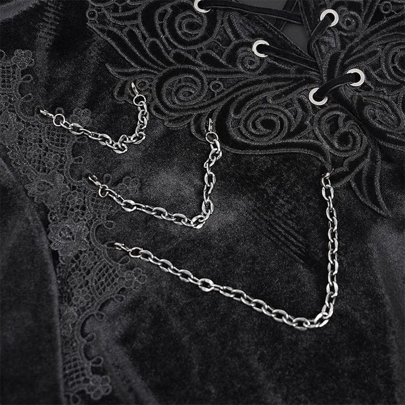Men's  Gothic Lace-up Chain Lace Shirt