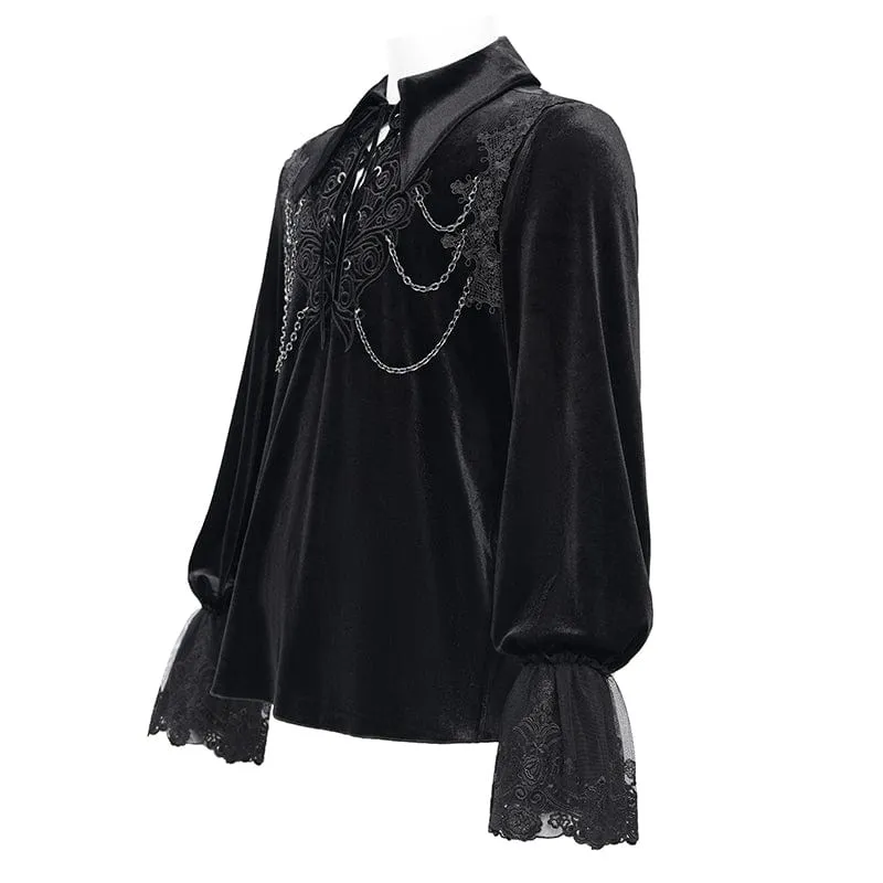 Men's  Gothic Lace-up Chain Lace Shirt