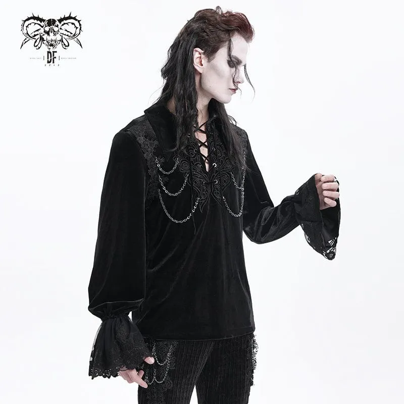 Men's  Gothic Lace-up Chain Lace Shirt