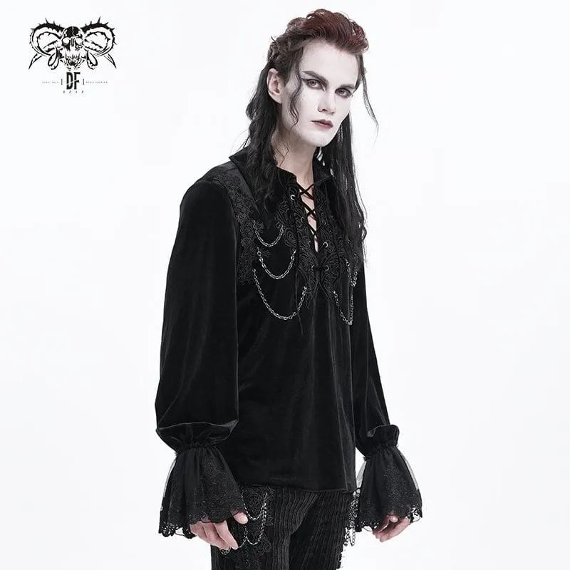 Men's  Gothic Lace-up Chain Lace Shirt