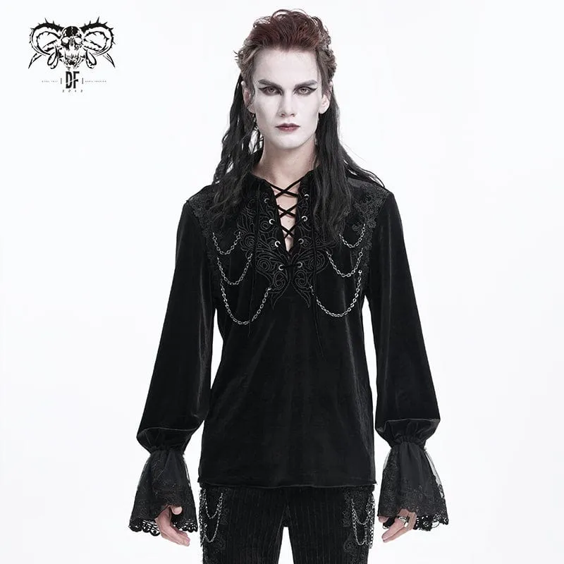 Men's  Gothic Lace-up Chain Lace Shirt