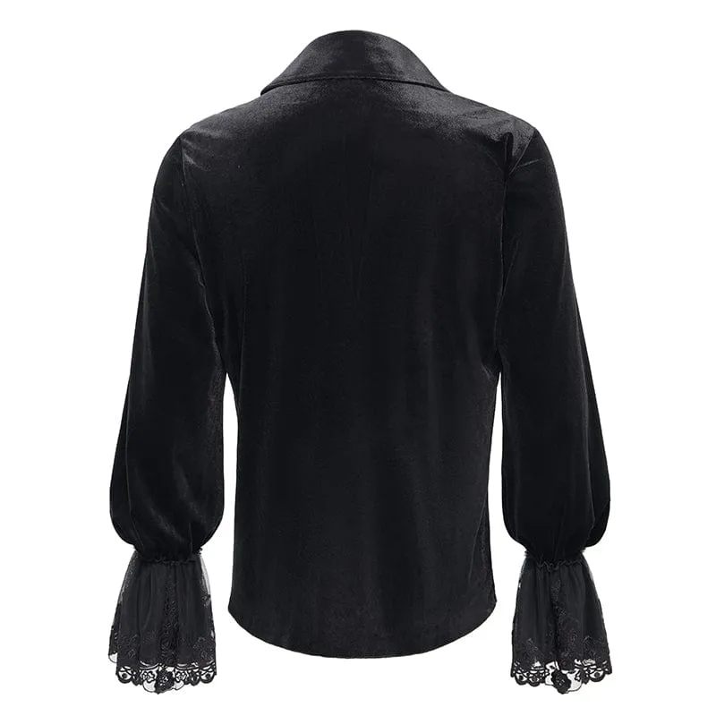 Men's  Gothic Lace-up Chain Lace Shirt