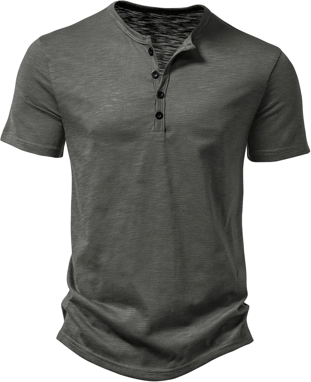 Men's Short Sleeve Henley Shirt Casual Stretchy Slim Fit T Shirt