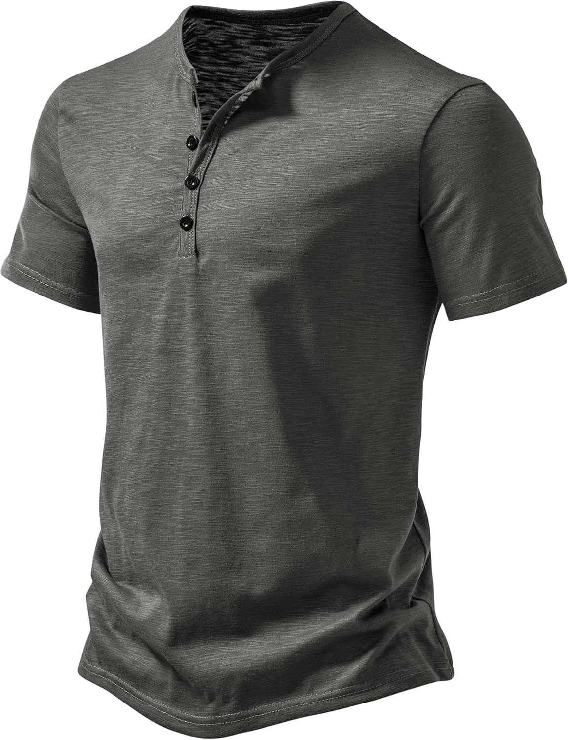 Men's Short Sleeve Henley Shirt Casual Stretchy Slim Fit T Shirt