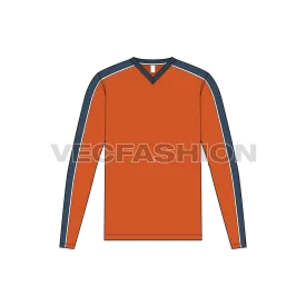 Mens V Neck Long Sleeved Shirt
