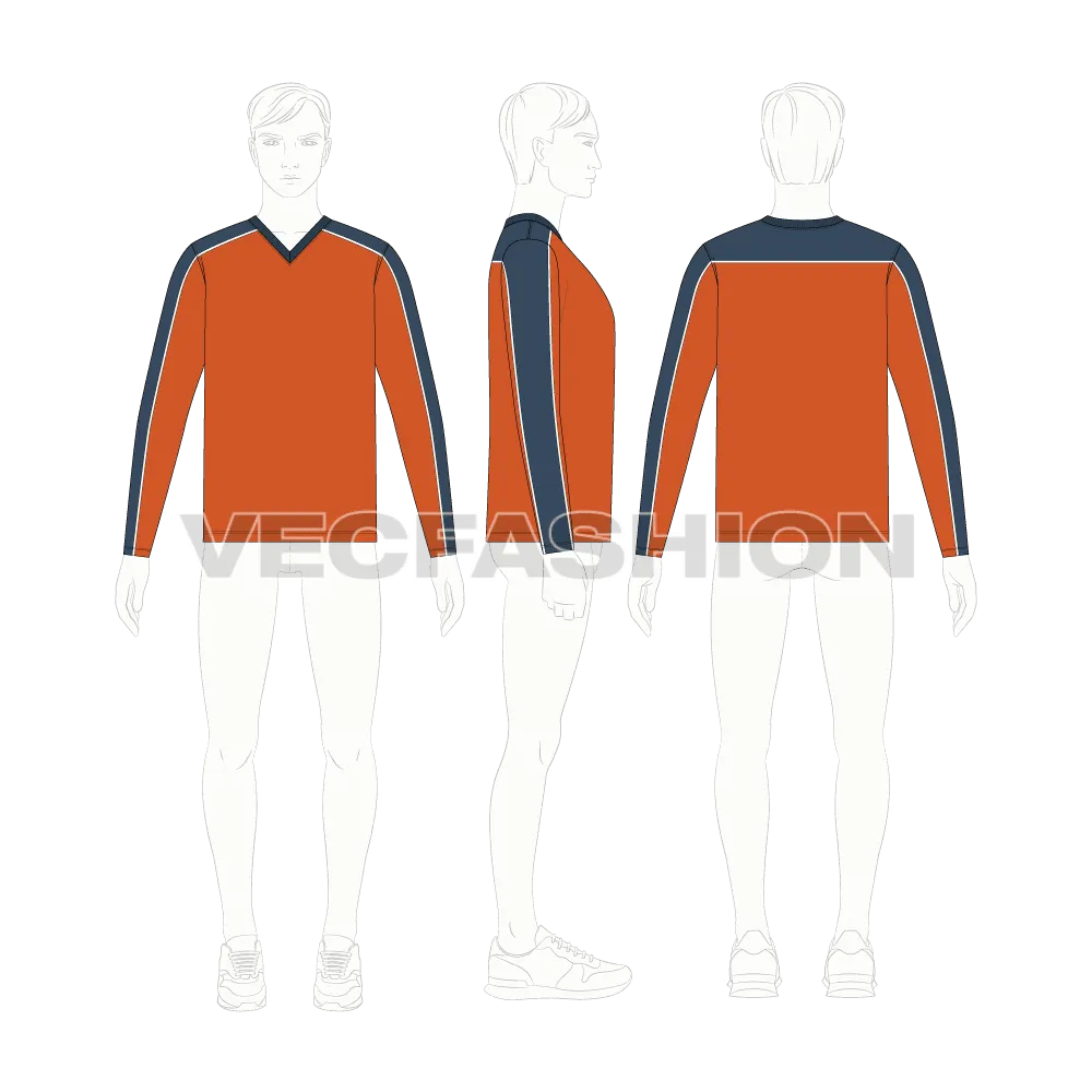 Mens V Neck Long Sleeved Shirt